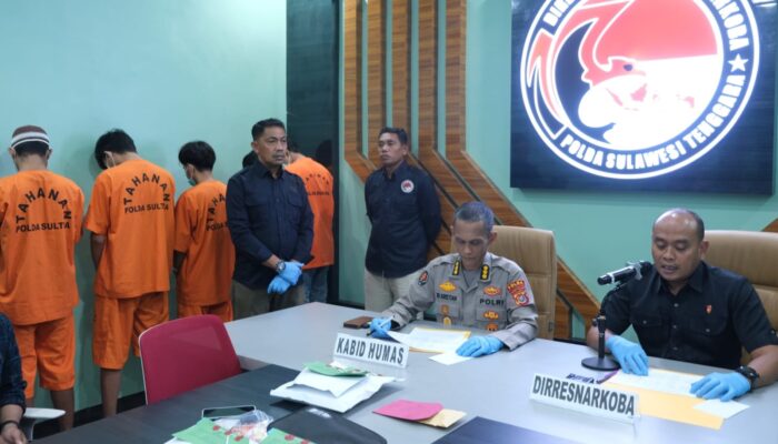 Polda Sultra Tangkap 5 Pengedar Narkoba Jaringan Lapas Barang Bukti 1,3 Kg Sabu