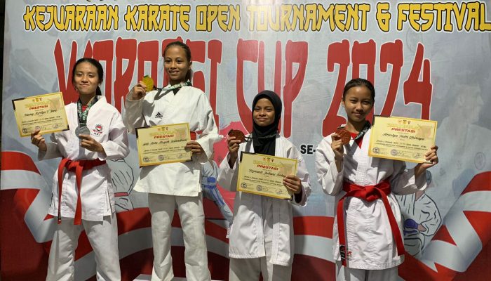 Karateka Dojo PWI Sultra Raih Medali Pada Open Turnamen Woroagi Cup I
