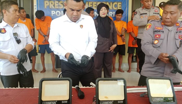 Polresta Kendari Ungkap 7 Orang Pelaku Pencuri Kabel dan Lampu Sorot Gerbang Wisata Toronipa