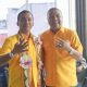 Wakil Ketum Umum Bidang Pemenangan Pemilu DPP Partai Golkar, Wahaji (kiri) bersama Aksan Jaya Putra di Kendari. (Foto: Isal/KR)