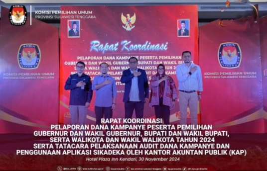 KPU Sultra Rakor Pelaporan dan Tata Cara Audit Dana Kampanye Melalui Aplikasi Sikadeka