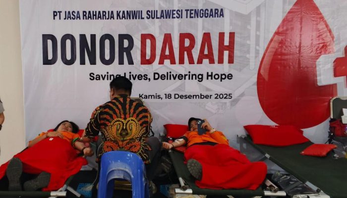 Sambut HUT Ke- 65, Jasa Raharja Sultra Gelar Aksi Donor Darah dan Persiapan Nataru