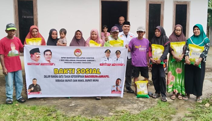 Relawan Prabowo Barisan 8 Center Berbagi Sembako di Muna, Tandai Satu Tahun Kepemimpinan Bachrun–Asrafil