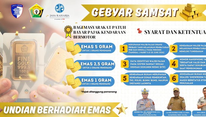 Apresiasi Kepatuhan: Tim Pembina Samsat Sultra Luncurkan Program Gebyar Samsat 2026 Berhadiah Emas