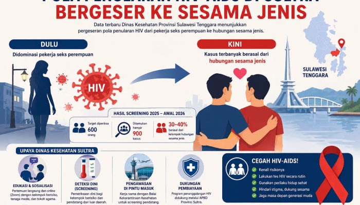 Pola Penularan HIV/AIDS di Sultra Bergeser Ke Sesama Jenis, Dinkes Perkuat Edukasi dan Skrining Masif