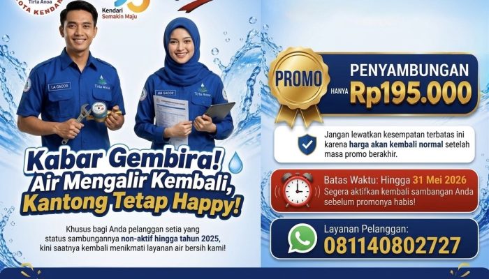 Semarak HUT Kota Kendari Ke-195, PDAM Kendari Berikan Promo Spesial Sambung Air Baru