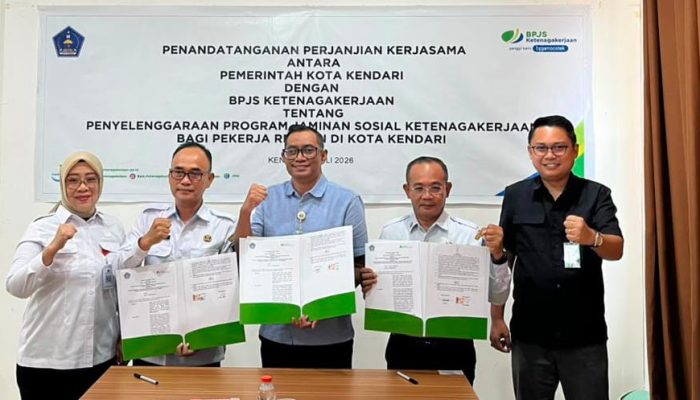 Pemkot Kendari dan BPJS Ketenagakerjaan Teken Kerja Sama Perluas Perlindungan Sosial Bagi Pekerja Rentan