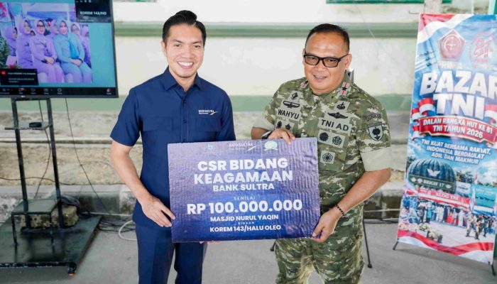 Sambut HUT Ke-81 TNI, Bank Sultra Salurkan CSR Masjid dan Beasiswa Untuk Anak Prajurit