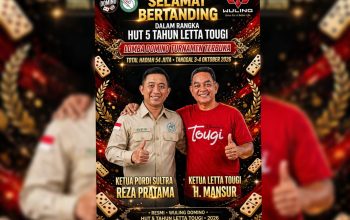 Sambut HUT Ke-5, Letta Tougi Kendari Gelar Open Turnamen Domino 64 Pasang