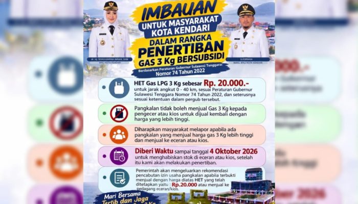 Pemkot Kendari Beri Deadline 4 Oktober, Pangkalan LPG 3 Kg Dilarang Menjual Ke Pengecer