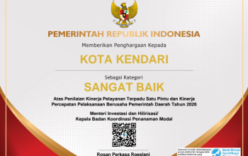 Kota Kendari Raih Penghargaan Sangat Baik dalam Pelaksanaan PTSP Dari Badan Koordinasi Penanaman Modal