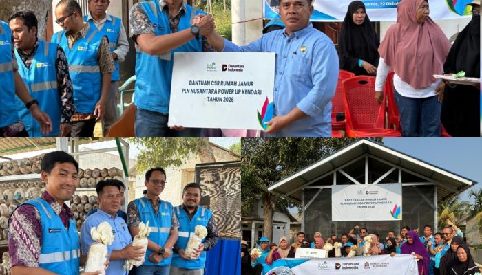 PLN Nusantara Power UP Kendari Serahkan CSR Bantu Ibu-ibu PKK Wua-wua Kembangkan Budidaya Jamur Tiram